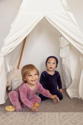 CUDDLE & COO 2PC VELOUR STITCHED FOOTIE + BEANIE